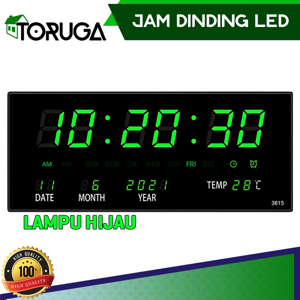 Jam Dinding Digital LED Meja Clock 3615 Merah Hijau - Fitur Kalender