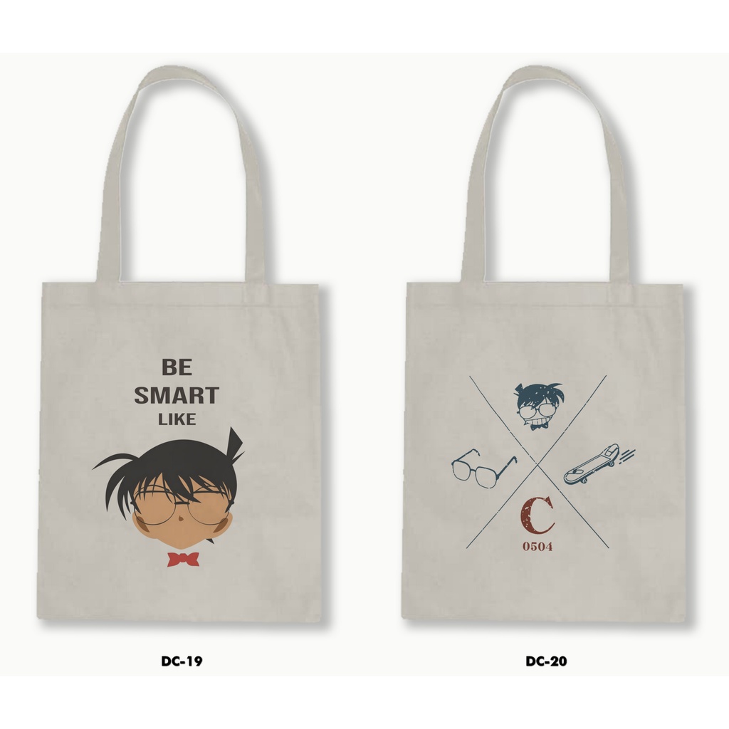 Tas Tote Bag Resleting Kanvas/Blacu  -Detective Conan 01