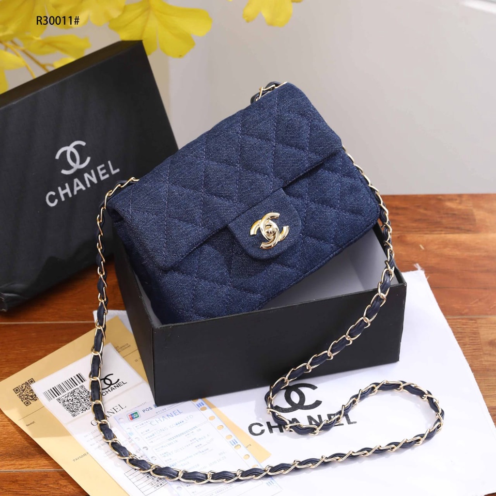 Ch r30011 Classic Denim Mini Flap Bag Womens