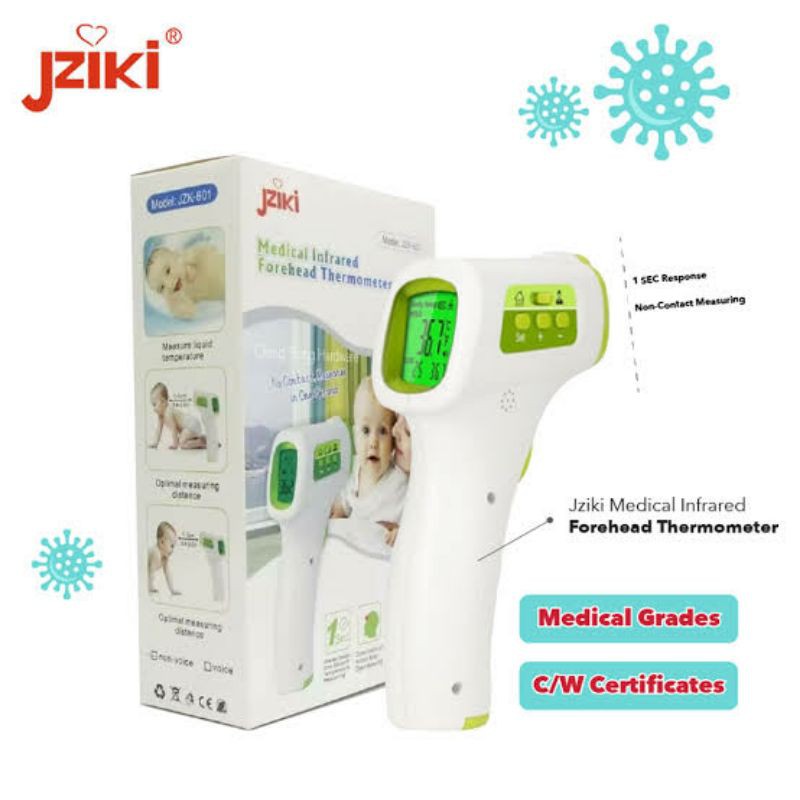 READY STOCK TERMOMETER JZIKI MEDICAL INFRARED FOREHEAD THERMOMETER NON CONTACT GOOD QUALITY