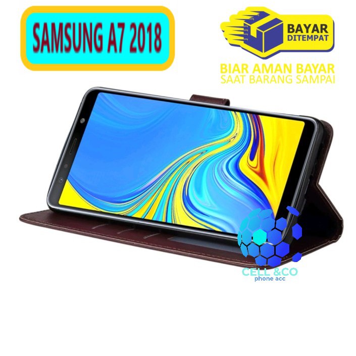 Flip cover SAMSUNG A7 2018 Flip case buka tutup kesing hp casing hp flip case leather wallet