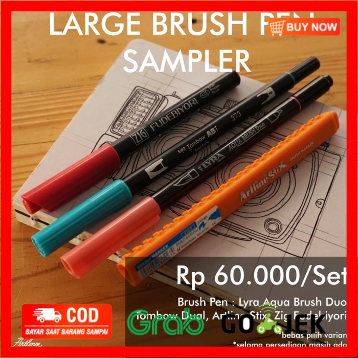 

(BISA COD) (PAKET HEMAT) Large Brush Pen Sampler