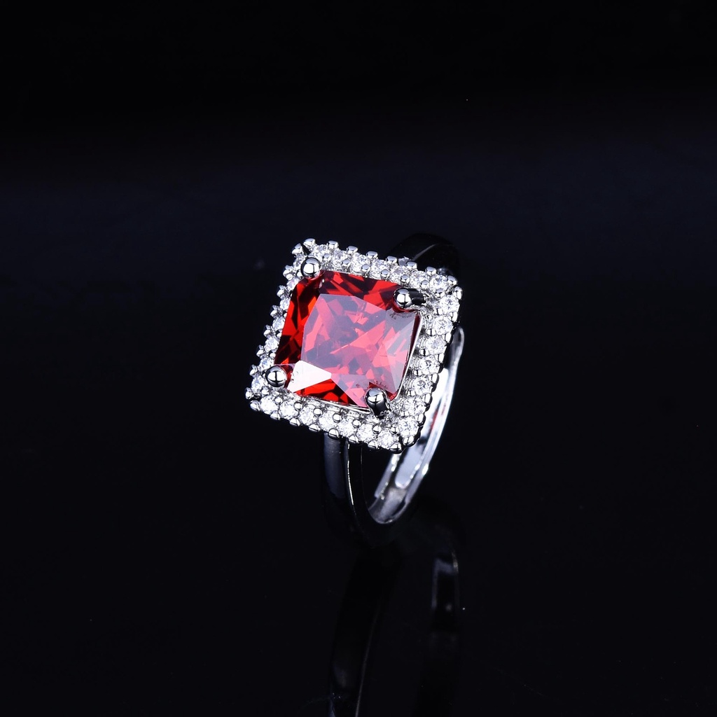 perak asli 925 cincin Wanita Kreatif Sederhana Kepribadian Retro Merah Batu Permata Cincin Dapat Disesuaikan Fashion Perhiasan