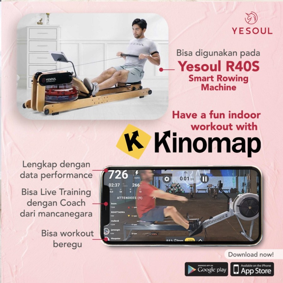 Yesoul R40S Smart Rowing Machine Home Indoor Alat Gym Fitness Foldable