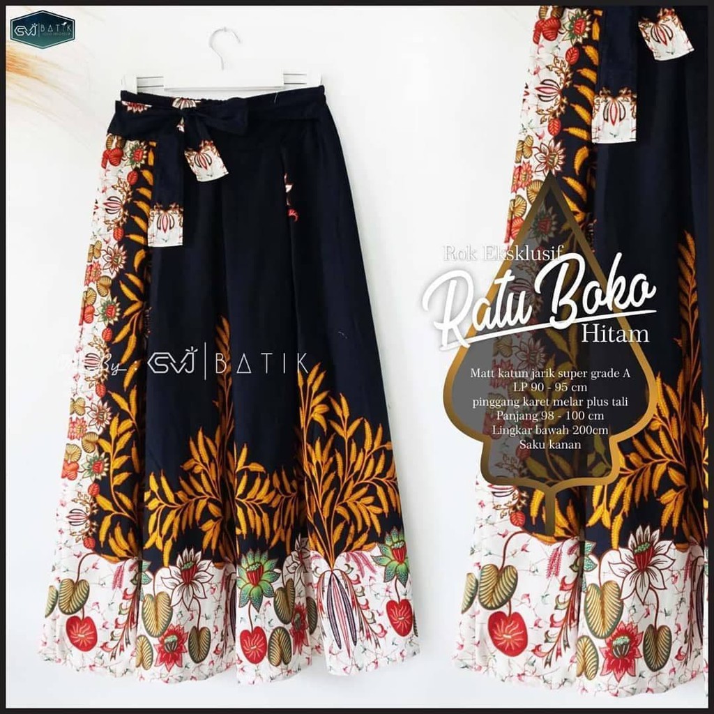 ROK BATIK ORI EXLUSIVE / ROK PAYUNG BATIK / ROK BATIK UNGGUL JAYA / BAWAHAN BATIK WANITA MODERN-Ratu Buka Hitam