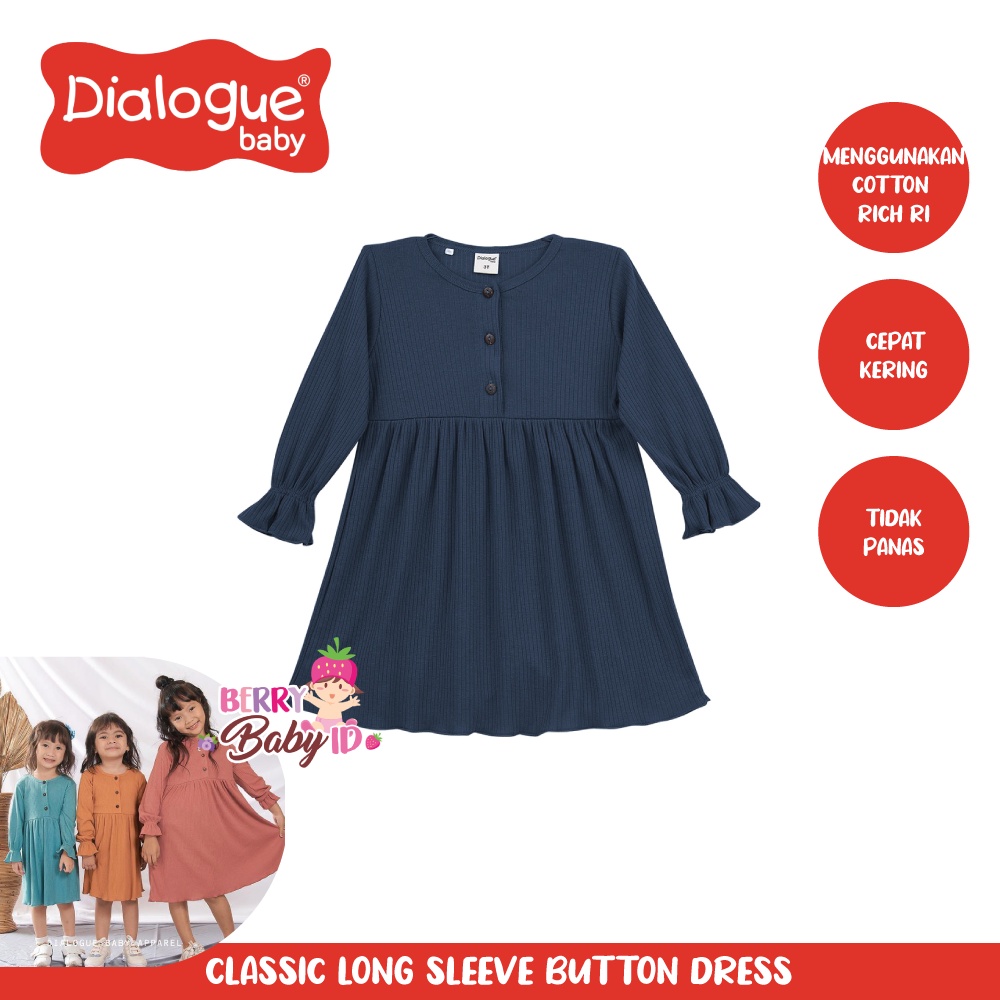 Dialogue Classic Long Sleeve Button Dress Baju Bayi Anak Perempuan Berry Mart