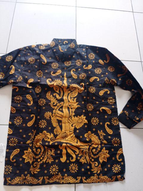 Batik Solo Keris Emas Kemeja Pria Katun Halus Lengan Panjang Full Furing