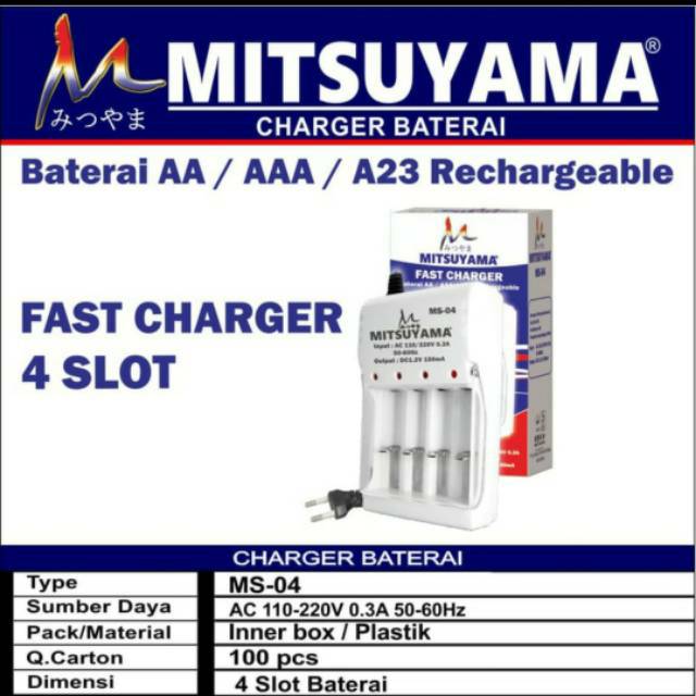Charger Baterai AA / AAA / batteray MITSUYAMA MS-04slot