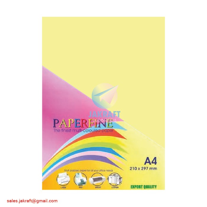 

TERMUURAAH Kertas HVS Warna 160 Yellow A4 80 Gram Gsm isi 25 PAPERFINE bagus