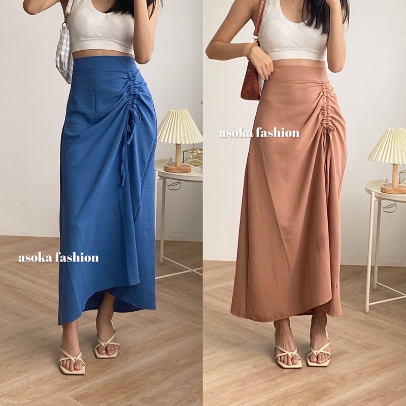 ASOKA Kalla Skirt 1105 - Rok Serut - Midi Maxi Skirt - Rok Serut Casual Korean Look