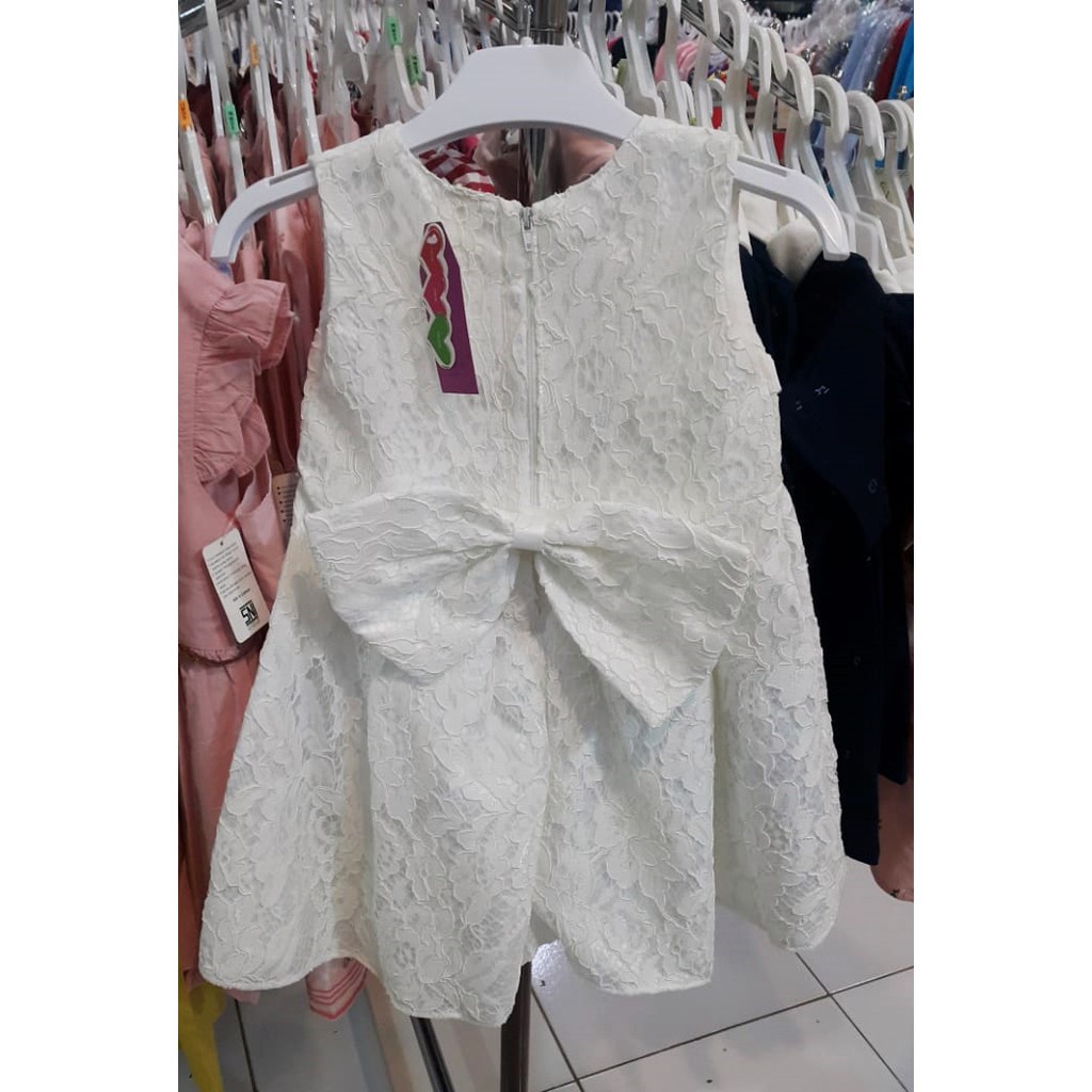 Dress Pesta Anak Perempuan Brokat White Bross Pita Import/Dress Anak Perempuan