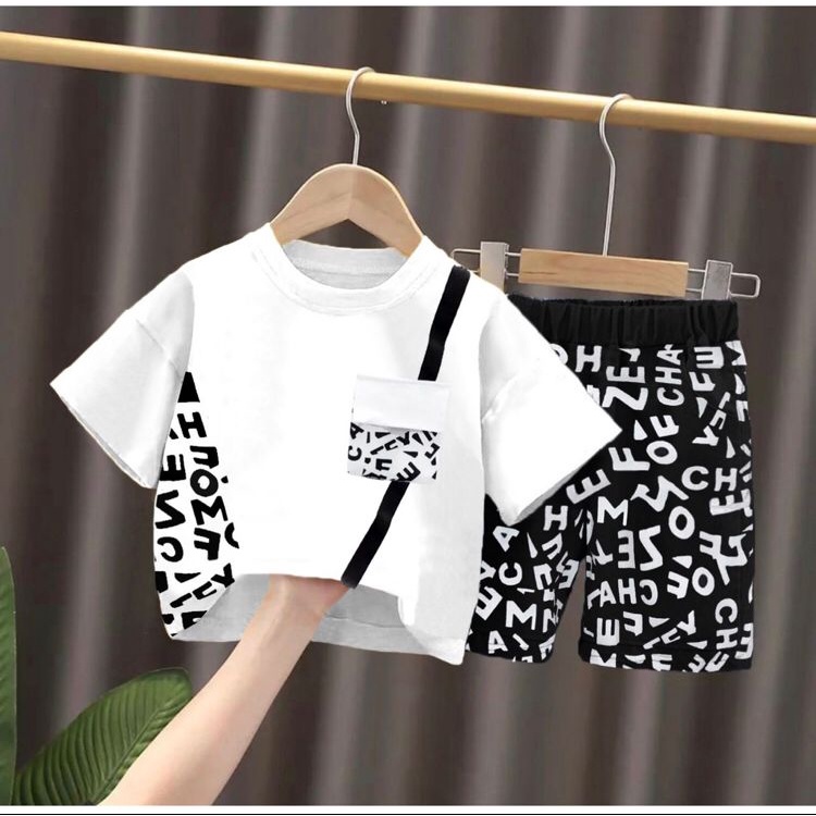 PROMO- PAKAIAN ANAK/ SETELAN KAOS BAJU BAYI ANAK MOTIF ABJAD (UNISEX) USIA 1-5 TAHUN BAHAN KATUN PREMIUM BEST QUALITY TERMURAH TERBARU TRENDY/ SETELAN KAOS BAJU BAYI ANAK LAKI-LAKI/ SETELAN KAOS BAJU BAYI ANAK PEREMPUAN/ SETELAN KAOS BAJU BAYI ANAK COWOK