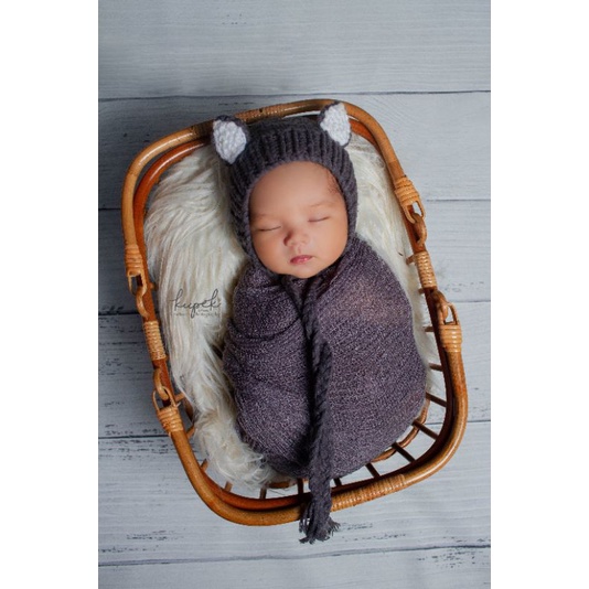 Baby knitted photo props wrap stretch blanket | bedong rajut photography | Warna 1 |