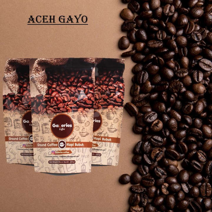 

Kopi Aceh gayo Arabica 250 gr Specialty Grade 1 by Galeries Coffee (100% Kopi bubuk)