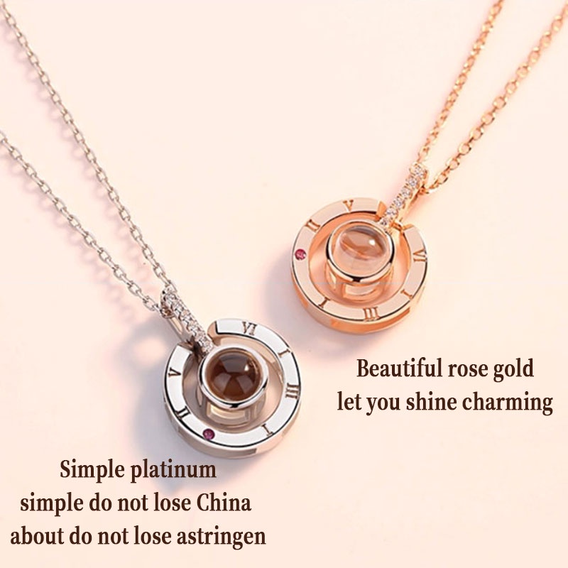 Kalung Titanium,Premium Rantai Liontin Necklace Proyeksi,I Love You,Untuk Hadiah,Wanita Aksesoris