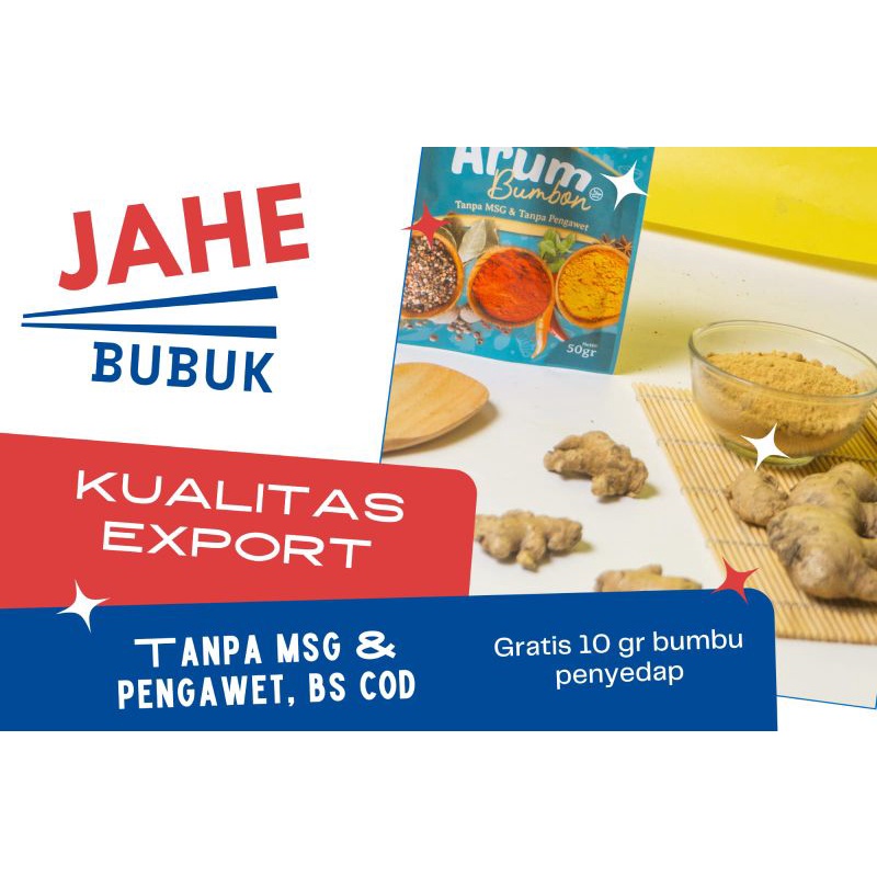 

bumbu rempah JAHE bubuk / GINGER POWDER "Arum Bumbon" (NON msg & Pengawet)