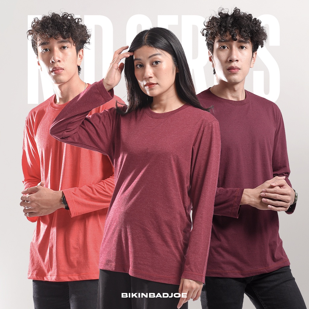 BIKINBADJOE - KAOS POLOS PANJANG - MERAH MAROON BURGUNDY - MURAH (RED SERIES)