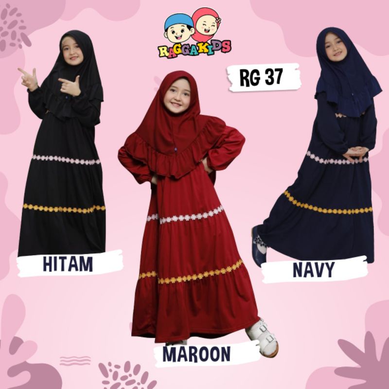 Baju muslim gamis anak kaos polos premium bahan adem