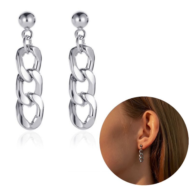 Anting Tusuk Rantai Besar Big Alumunium Chain Stud Earrings