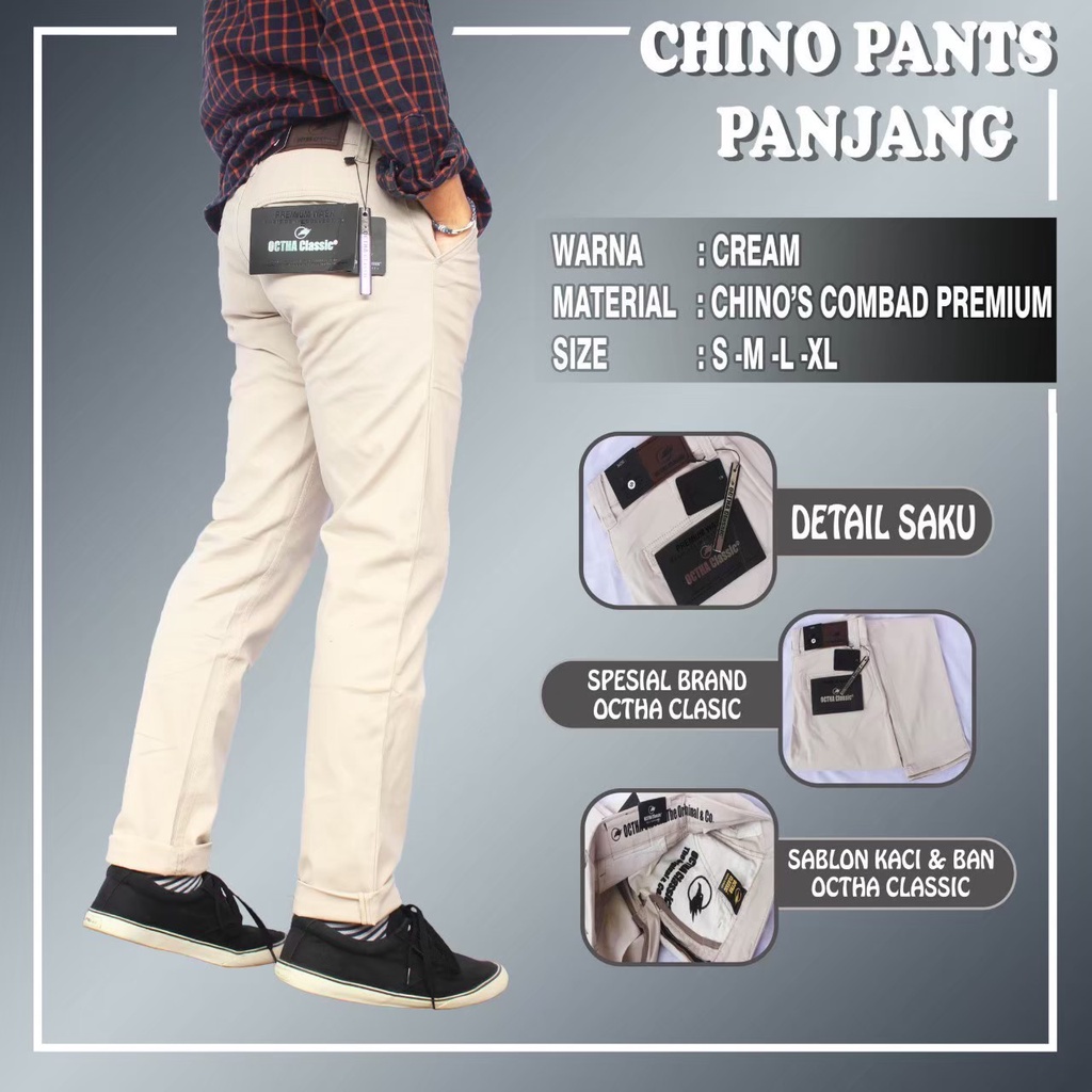 CELANA CHINO PRIA SLIM FIT PANJANG KERJA KANTOR SANTAI CASUAL FORMAL