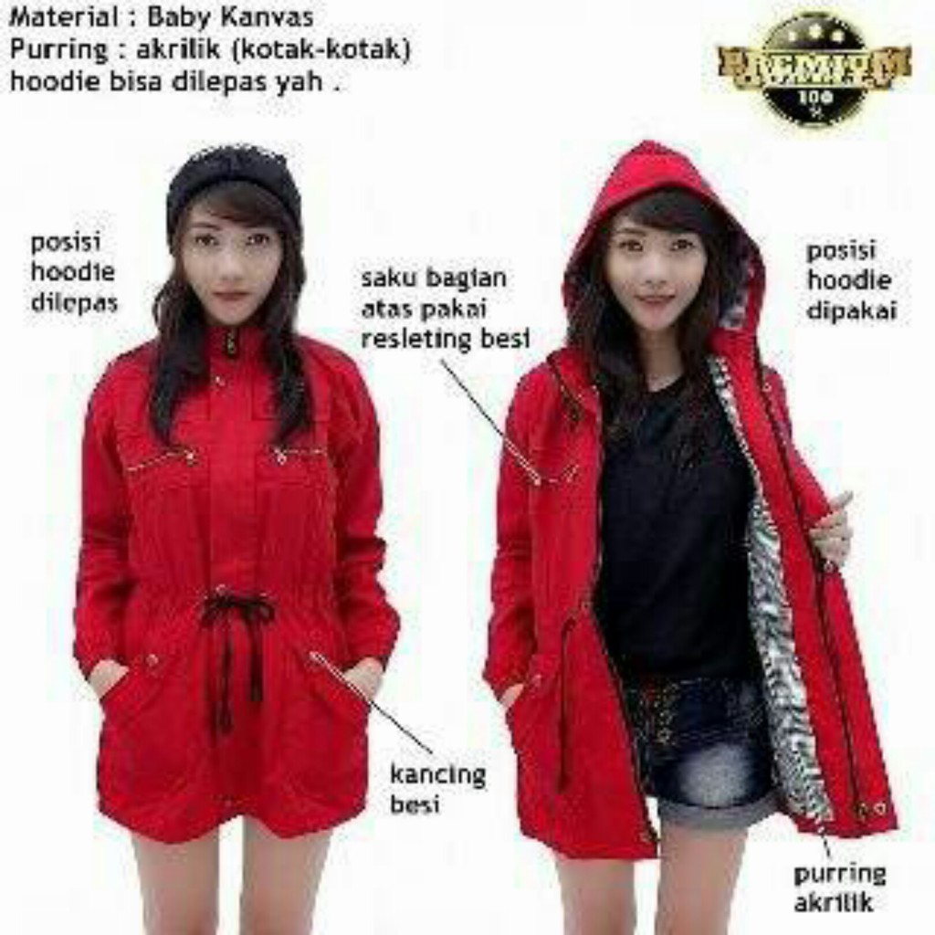 JAKET PARKA WANITA SIZE BESAR BOLAK BALIK