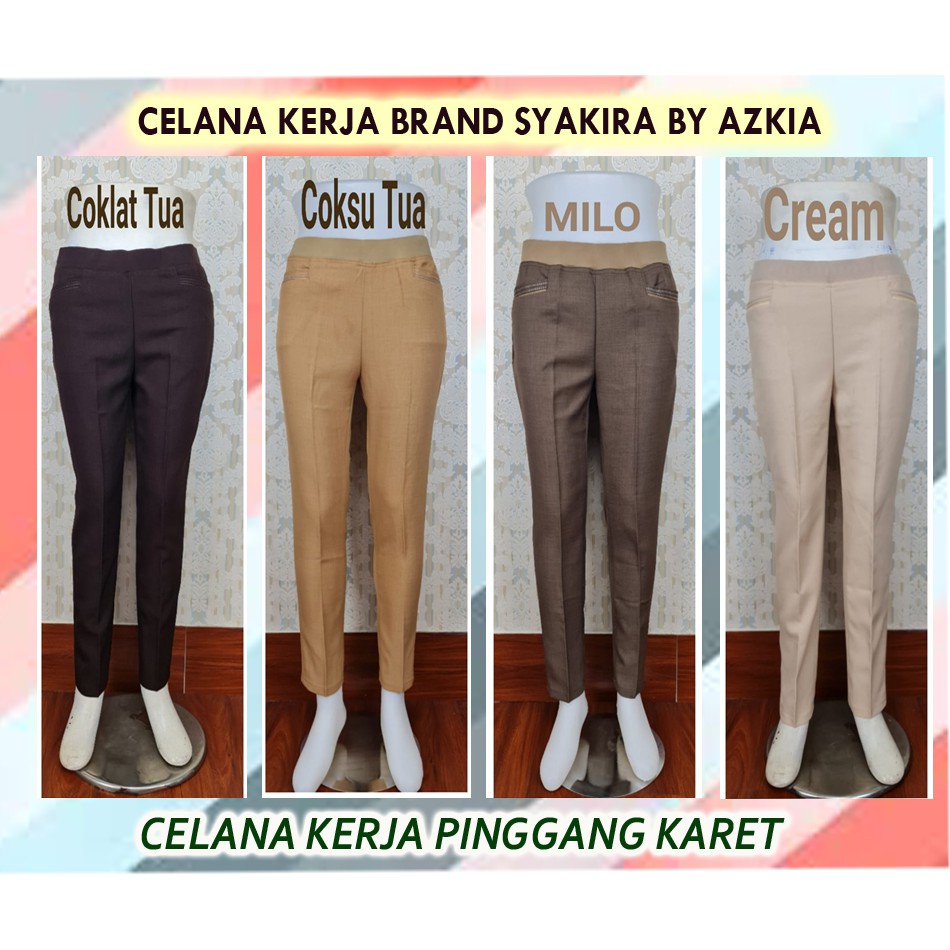 Celana Bahan-celana Wanita Karir-Celana pinggang Karet-Celana kantor terbaru 2021