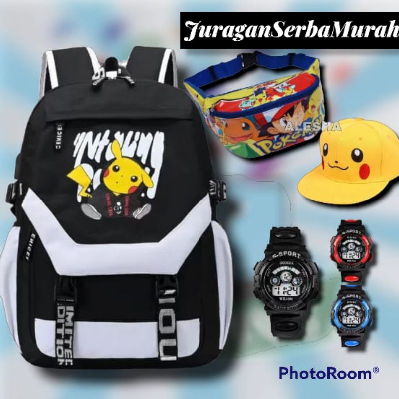 Tas Ransel Sekolah Anak Laki Laki Dan Perempuan Karakter Pokemon Pikachu Murah