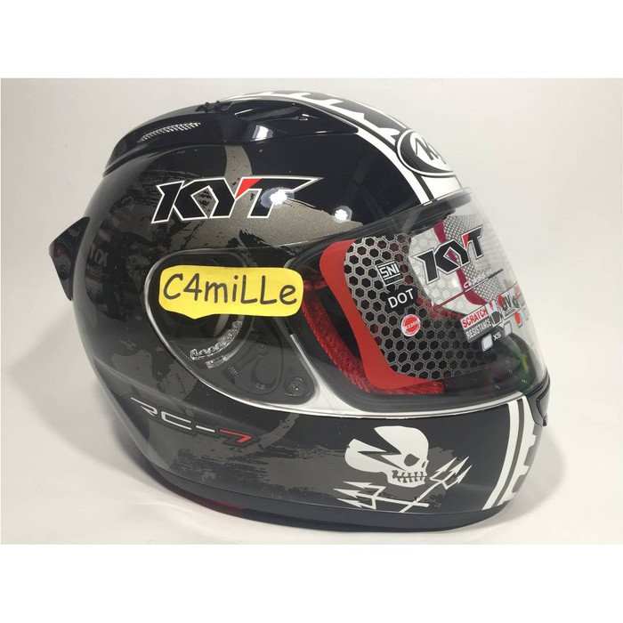 OFC HELM KYT RC7 RC 7 MOTIF 13 WHITE BLACK GUN METAL FULL FACE - M