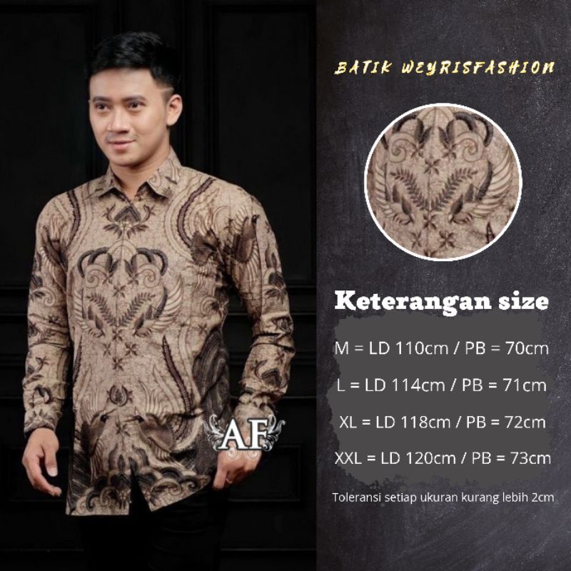 KEMEJA BATIK PRIA LENGAN PANJANG SIZE M L XL XXL BSWART Batik HRB026 kenango hem panjang padi