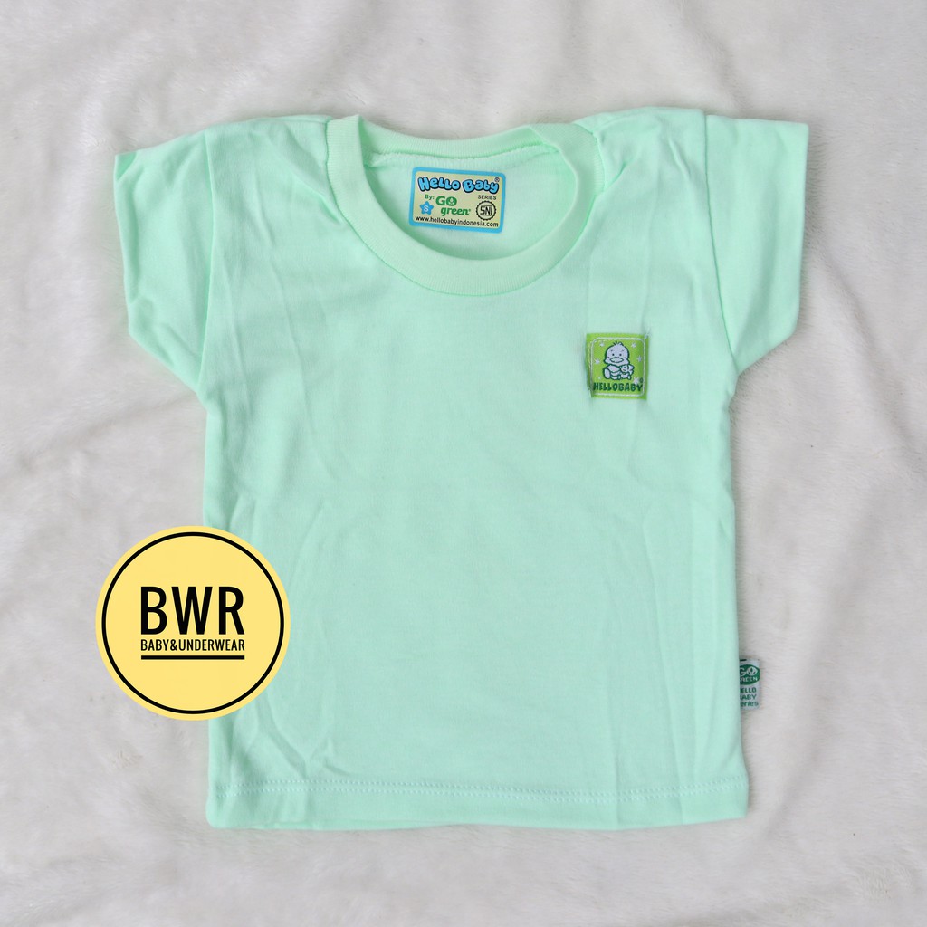 Kaos HELLO BABY Pendek Warna Polos | Kaos Oblong Anak Usia 1~3 Tahun - Bwr IX