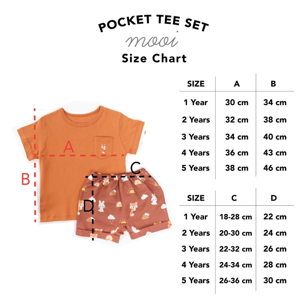 Mooi New Color  Pocket tee set - Setelan Kaos Anak