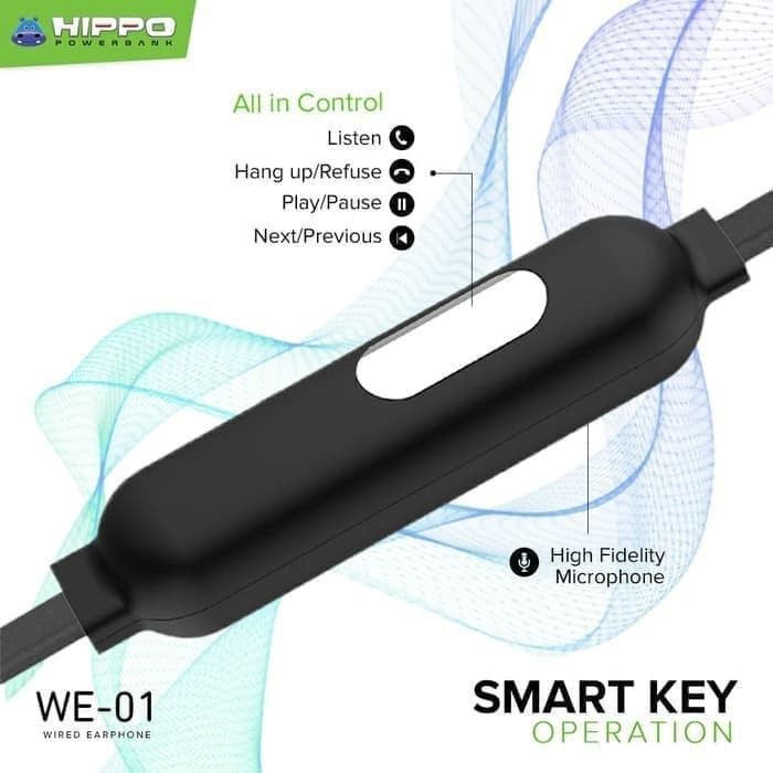 HIPPO WE-01 Wired Earphone Headset Handsfree Super Bass Stereo 3.5mm Jack Audio with Microphone WE01