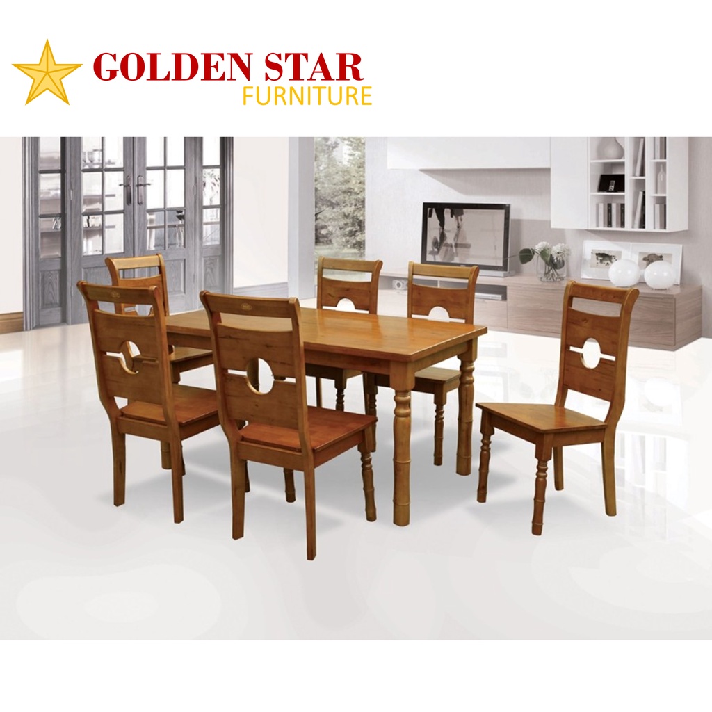 Meja Makan Kayu Minimalis 6 Kursi Dinning Table
