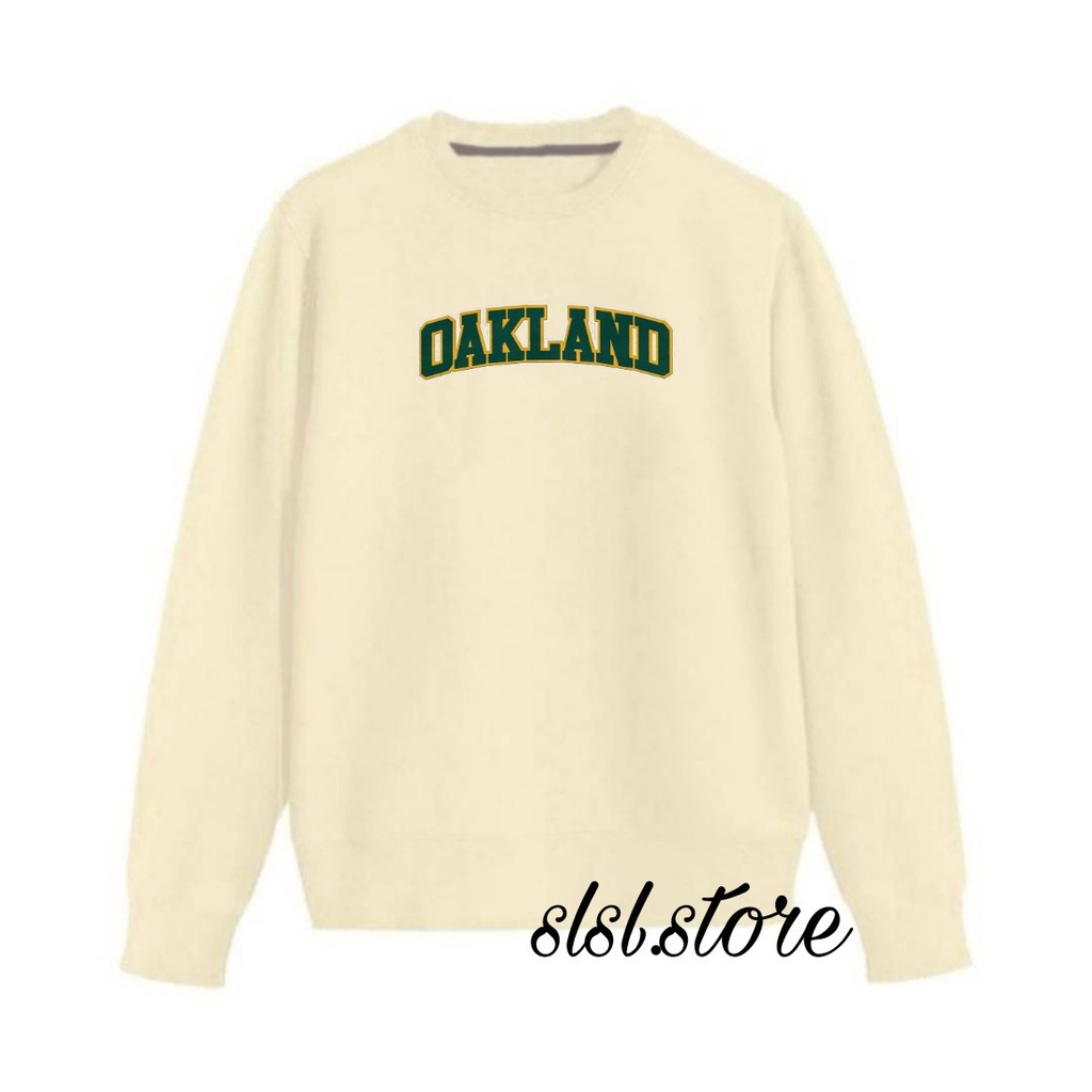 Crewneck Pria Wanita Oakland Original Brand Crewnek Ukuran besar M L XL XXL Full Cotton Flece Tebal Warna Crem