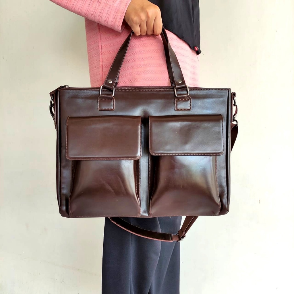 Tas Laptop Bahan Kulit Sapi Asli LUXURY MESSENGER Tas Kantor Wanita Cewek