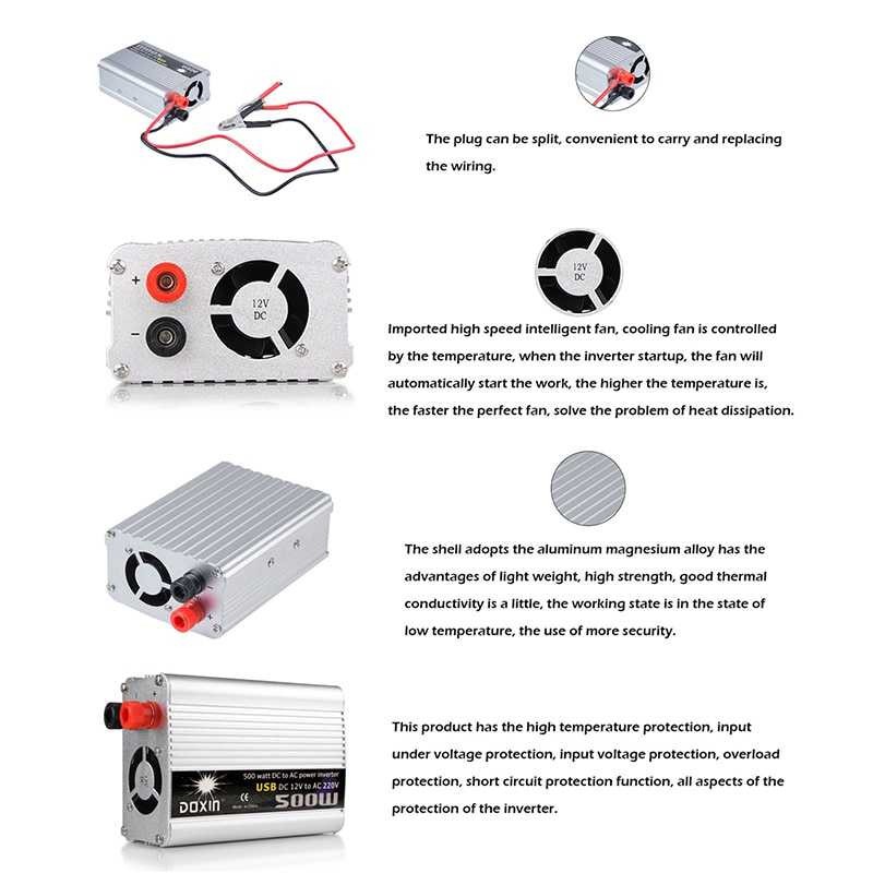 Power Inverter DC 12V to AC 220V 500W - SAA-500A