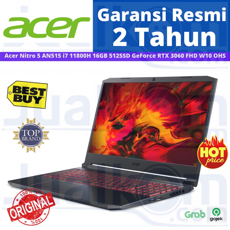 Acer Nitro 5 AN515 GeForce RTX 3060 i7 11800H 16GB 512SSD FHD W10 OHS