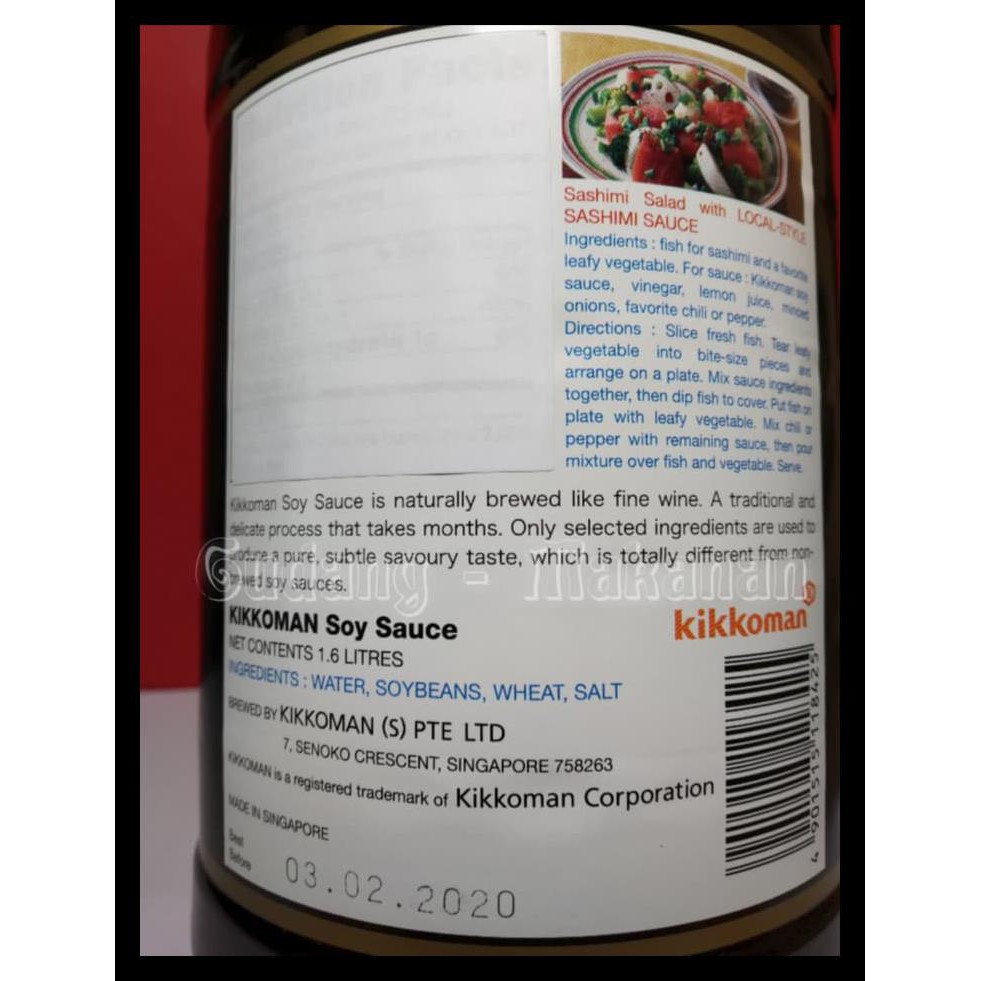 

Kikkoman Soy Sauce 1.6 Liter Bermutu