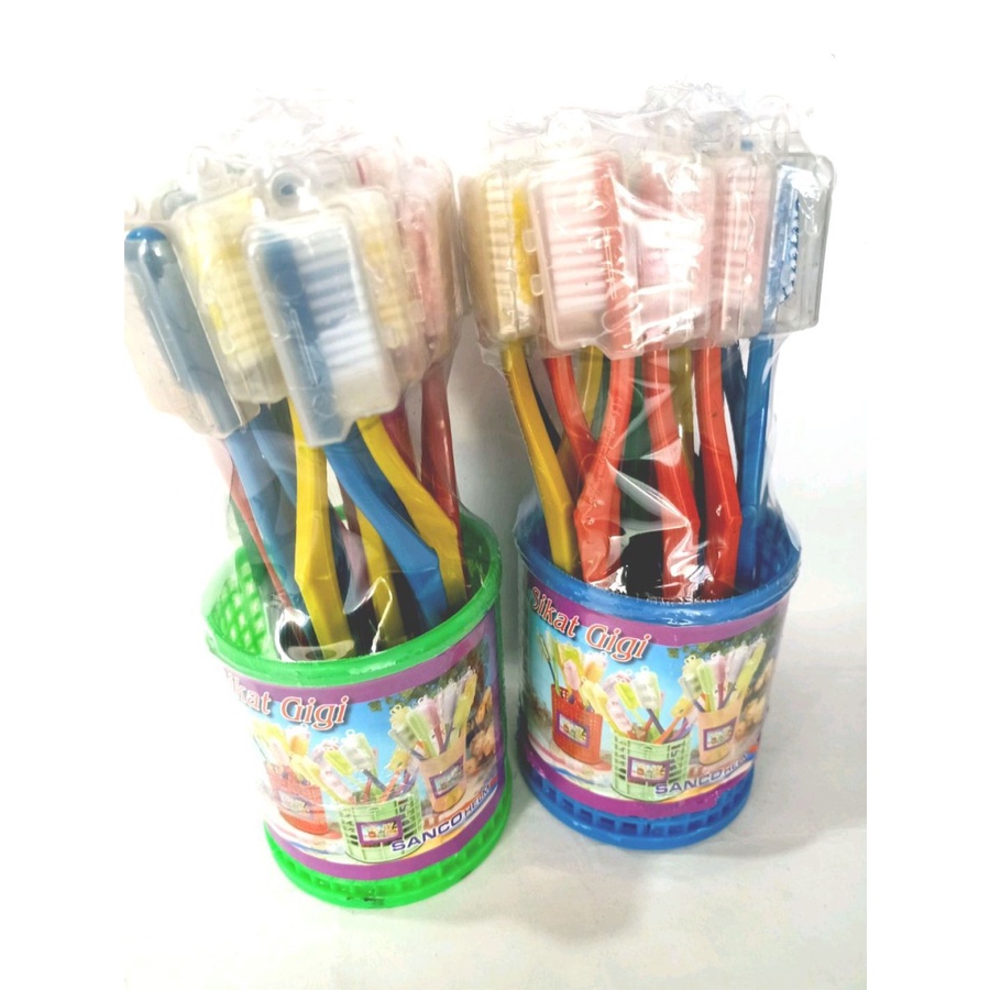 SGA18 Sikat Gigi Anak Warna Warni Set 1 Pack isi 18pcs + wadah