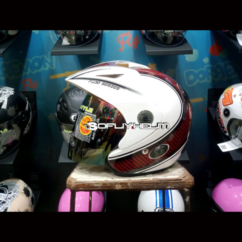 HELM MDS FIDO MOTIF WHITE RED VISOR RAINBOW