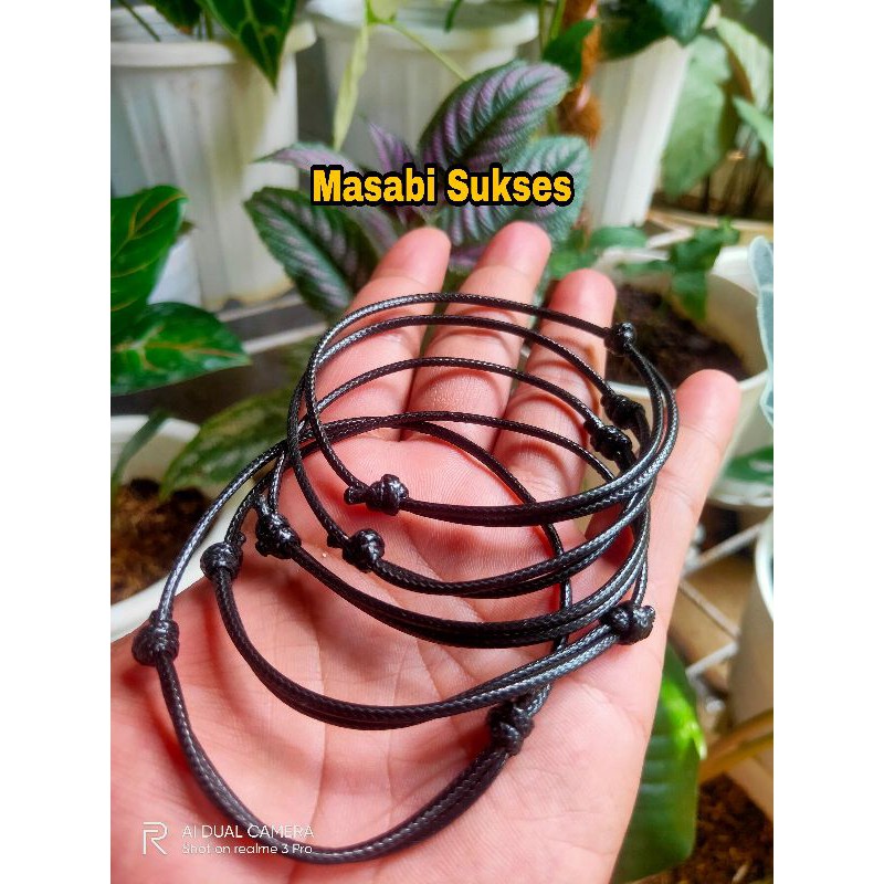 GELANG VIRAL TALI KULIT KOREA POLOS HITAM