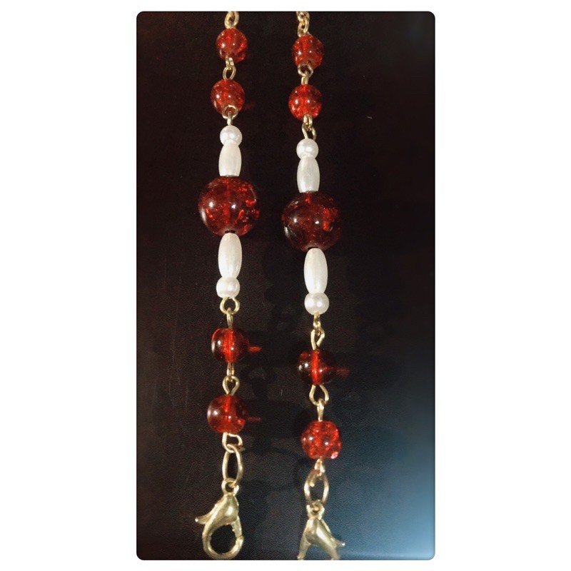 red safir chain mask / mask holder / kalung masker /masker