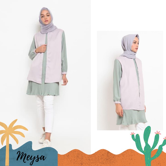 Baju Tunik Baju Outer Baju Plisket Remaja Wanita Tunic Plisket Lebaran Kekinian Terbaru Granada MK75