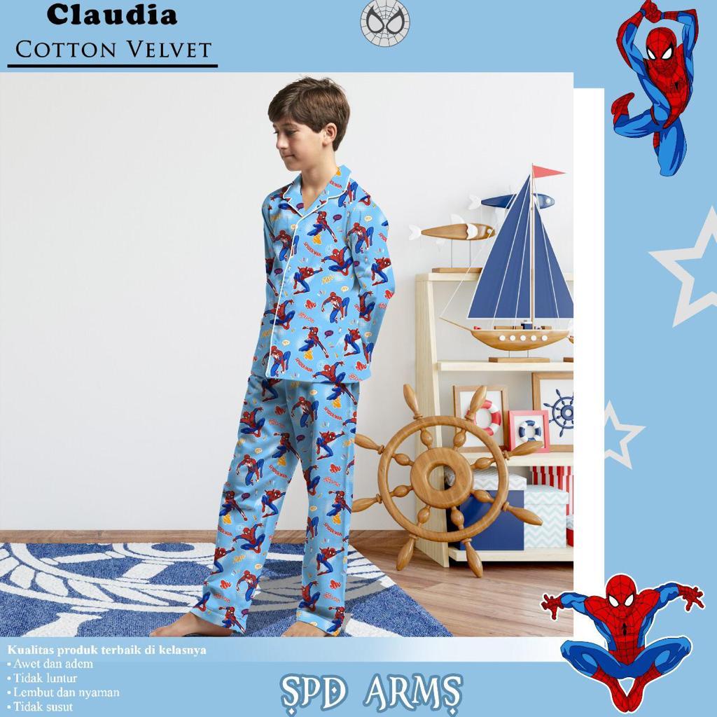 Bahan Kain Sprei Meteran Katun Lokal Cvc Motif Spiderman Untuk Anak Spd Arms