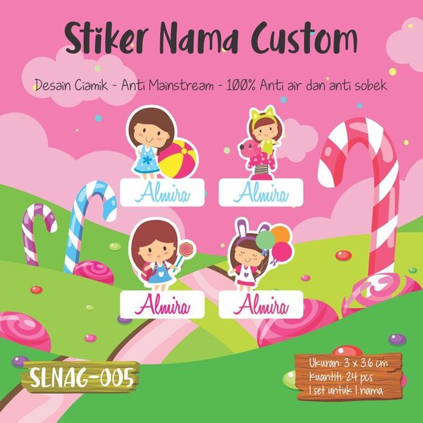 

Diskon sticker label nama anak kartun cewek boneka cute teddy bear SLNAG-05 Berkualitas