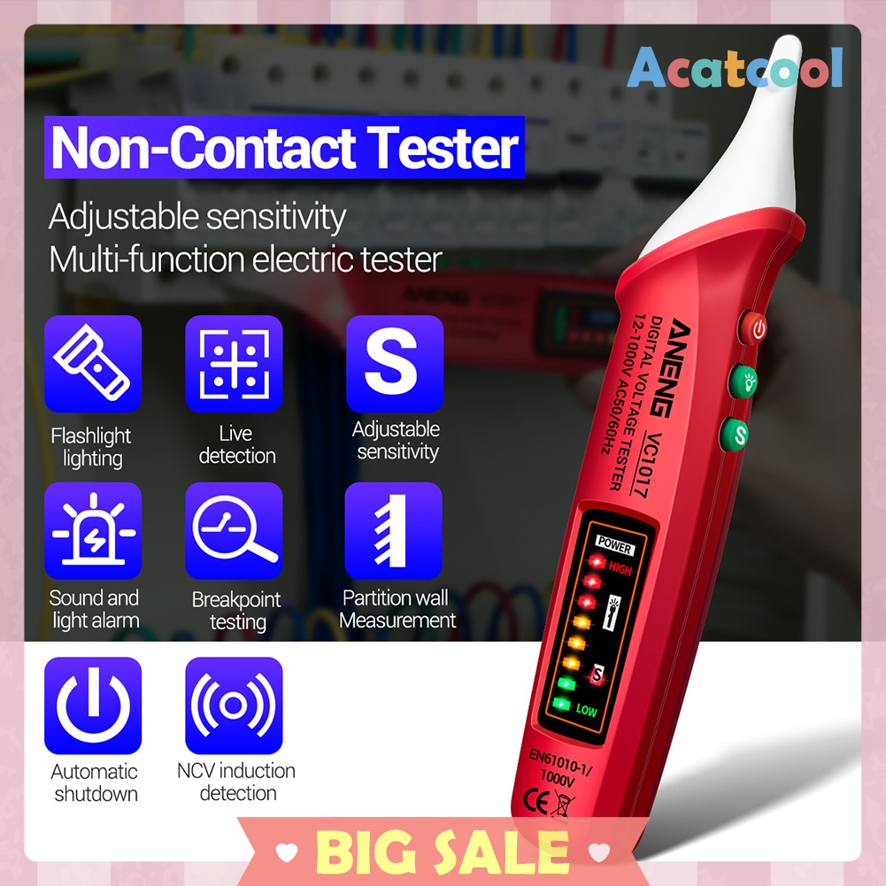 VC1017 Non-contact LED Electric Tester Digital AC Voltage Meter Detector