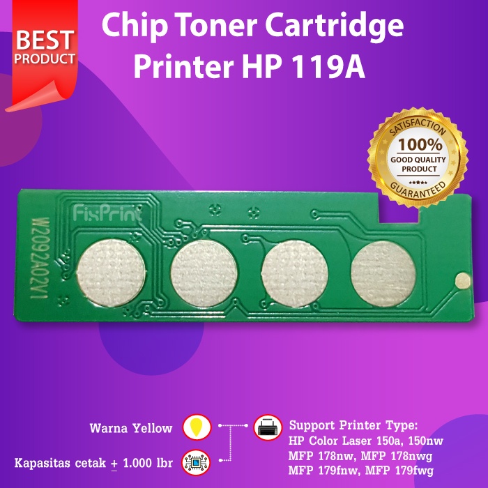 Chip Toner Cartridge HP 119A Black Cyan Magenta Yellow Printer M150a