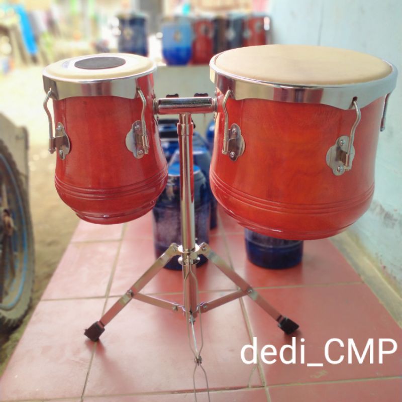 Ketipung kendang dangdut koplo kayu mahoni plus stand