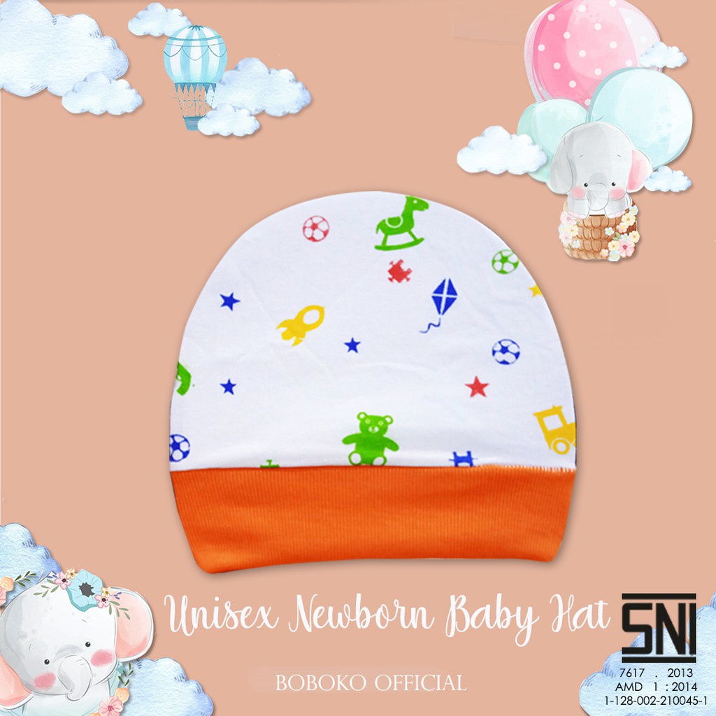 BOBOKO Topi Bayi Newborn Unisex 0-3 bulan