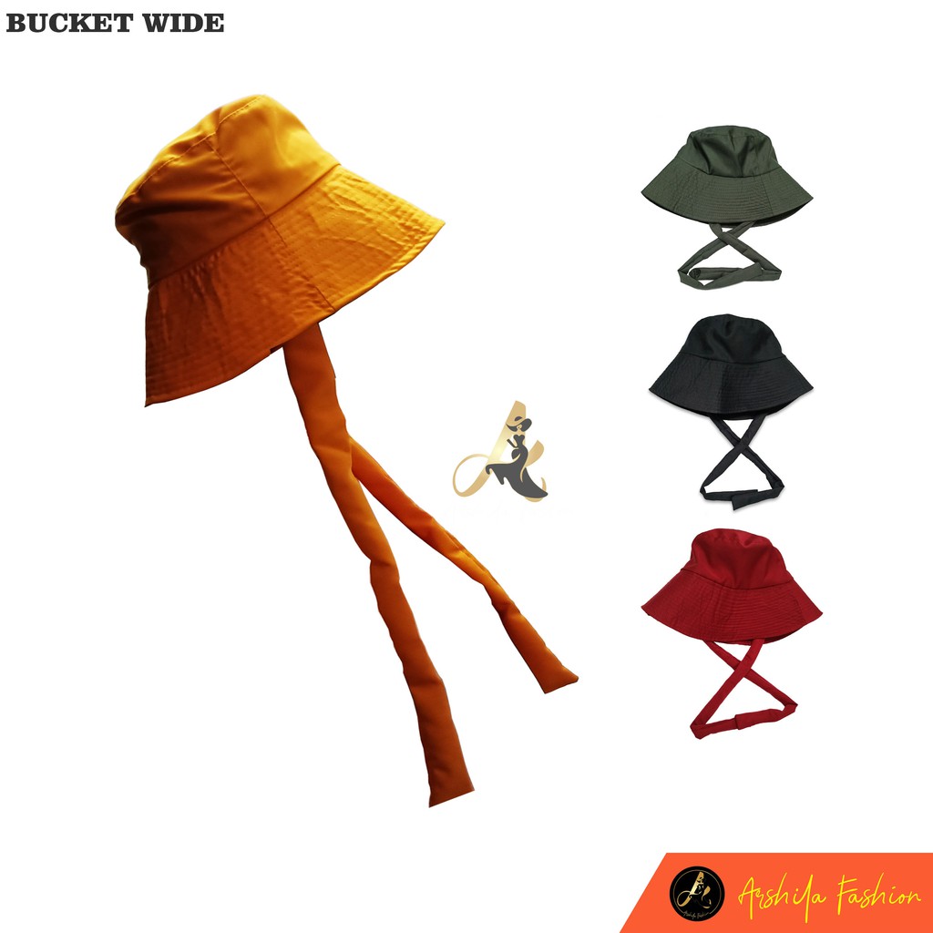 TOPI BUCKET WIDE BESAR TALI PANJANG / BUCKET SELEBGRAM